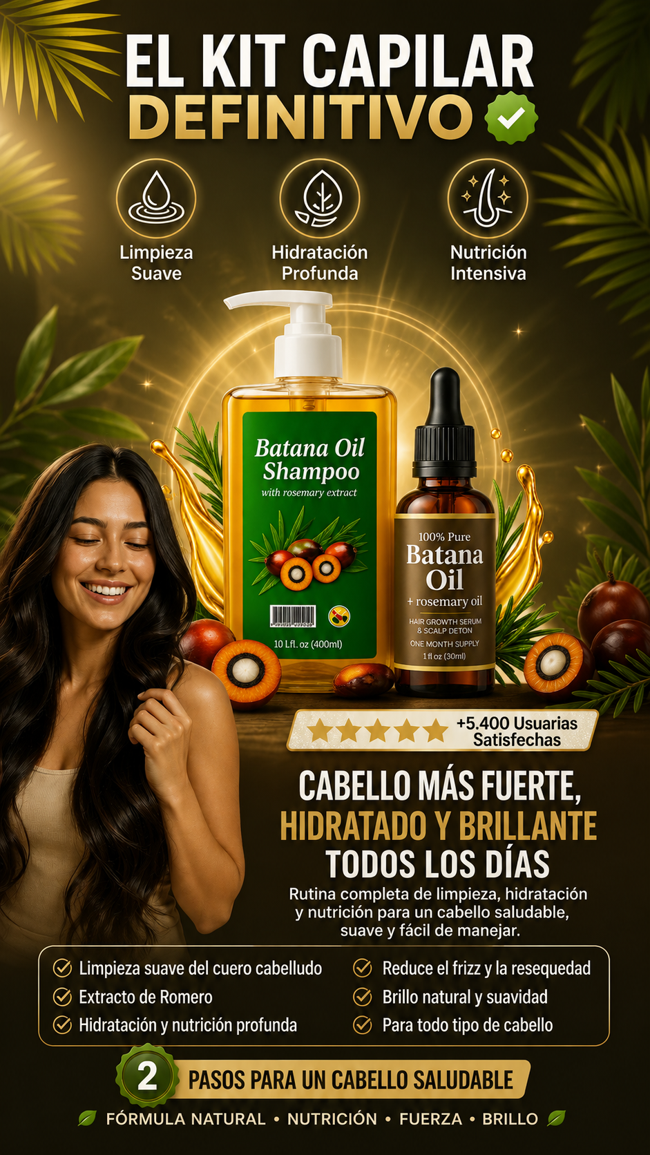🌿Tratamiento Capilar de Batana y Romero: Shampoo + Serum
